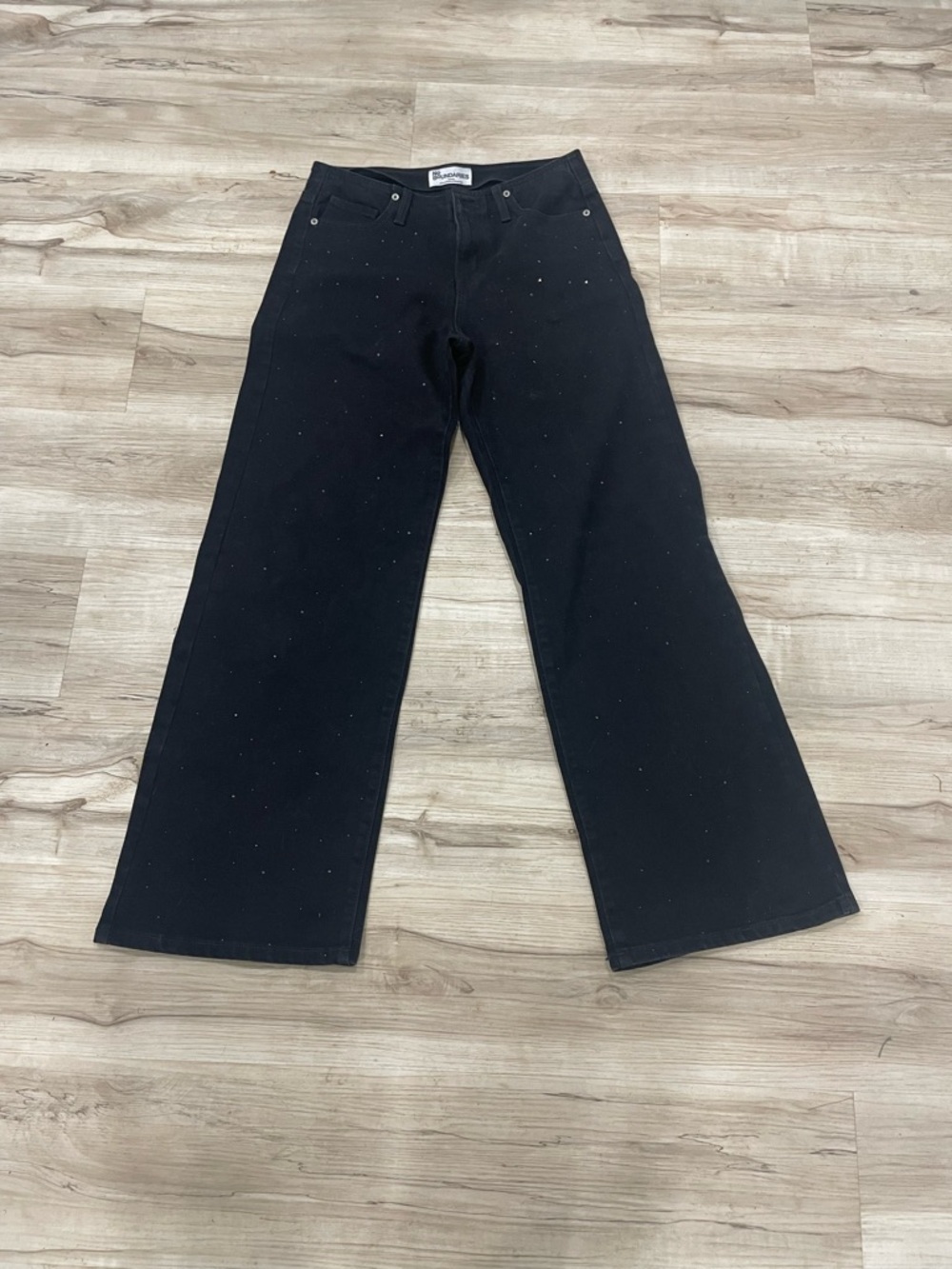 No Boundaries Black Wide-Leg Jeans with Speckled Detail